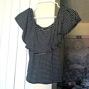 Striped Ruffle Edge Top
